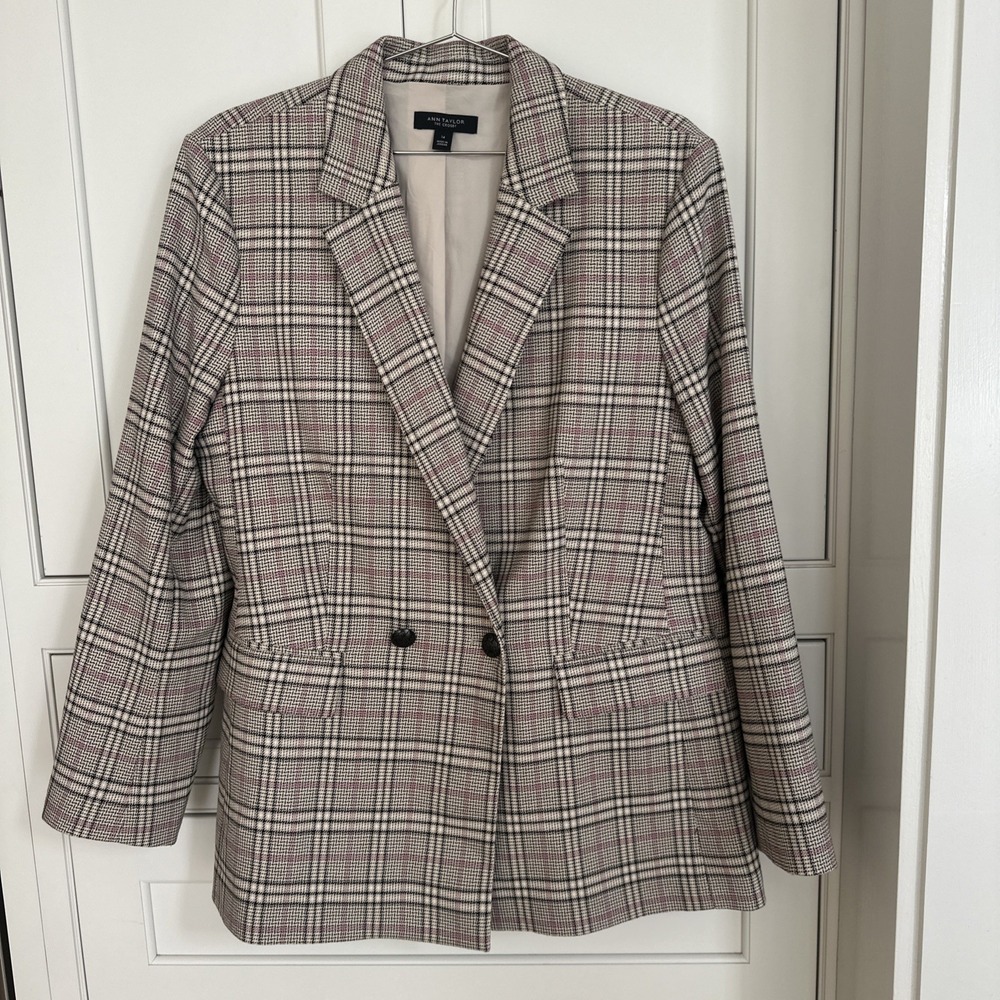 Ann Taylor The Crosby Jacket Women's Plaid Blazer - Sz 14 Corporate Chic $209